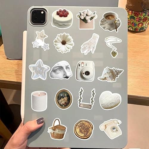 50PCS White Aesthetic VSCO Stickers,Cute Aesthetic Art Coquette Stickers,Waterproof Vinyl Stickers for Laptop,Water Bottles,Computer,Scrapbook thumbnail 5