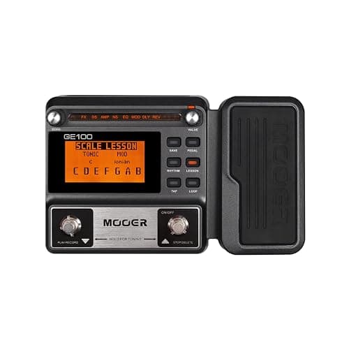MOOER GE100 Multi-Effects Guitar Pedal with 80 Presets, 66 Effects, Loop and 40 Drum Rythm. Distortion, Expression Volume Wah Pedal, Tap Tempo, Headphone Out, LED Screen, Tuner - Image 1