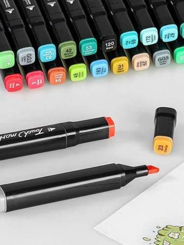 Touch 80 Piece Colour Marker Pens with dual tip. Alcohol Felt Pen Manga Sketching Markers Dual Sided Art Supplies Drawing Set. thumbnail 3