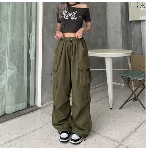 Women Cargo Pants Baggy Y2K Clothing Multi Pockets High Waist Loose Straight Leg Pants Vintage Grunge Aesthetic Clothes thumbnail 8
