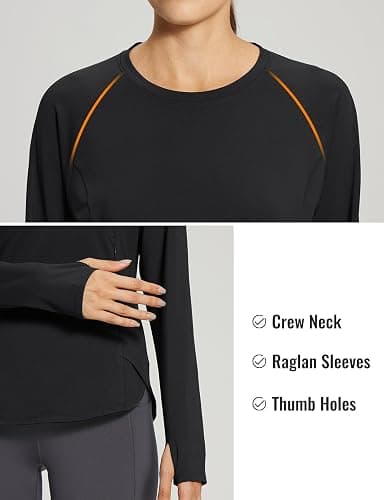 baleaf Women's Thermal Tops Fleece Lined Shirts Long Sleeve Cold Weather Running Gear Workout Zipper Pocket Thumbholes thumbnail 4
