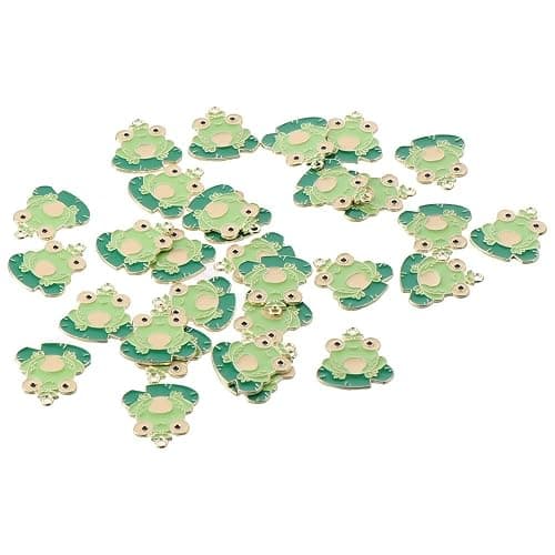 hobbyhub 30Pcs Alloy Enamel Green Frog Charms for DIY Handmade Bracelet Necklace Earring Craft,Metal Cute Animal Pendants Dangle Jewelry Charms thumbnail 5