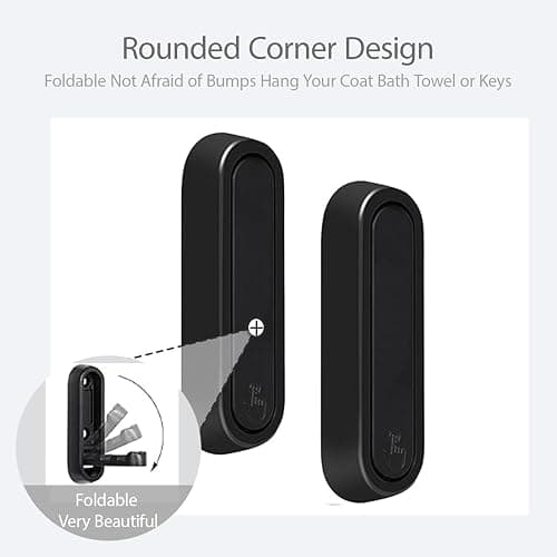 Folding Wall Hooks, 2Pcs Folding Hooks Coat Hooks, Wall Hangers for Clothes Space-Saving Foldable Hook Bathroom Towel Hook Wall Mounted for Hanging Coat Towels Bags Keys(Black) thumbnail 5