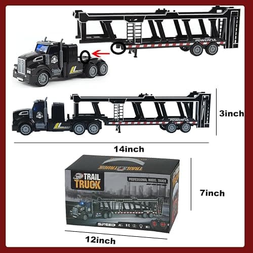 CALEST Remote Control Car Transporter Truck Includes 6 Cars, 14" 1:48 Car Transporter Semi Truck Toy, Equipped with 2 Rechargeable Batteries, Gifts Ideas for Boys Age 3-8 Year Old thumbnail 2