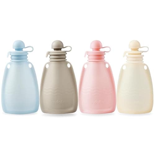PandaEar Reusable Silicone Baby Food Pouches, 4 Pack Squeeze Pouches for Toddler Kids, BPA-Free Silicone Refillable Baby Food Storage, 5.5 oz thumbnail 6