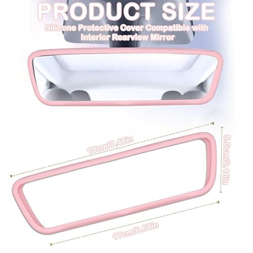 Rear View Mirror Cover Accessories, Car Protector Frame Silicone Automotive Mirror Frame Compatible with Modol 3 Y, Pink Car Accessories (Pink) thumbnail 2