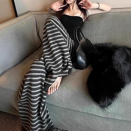 Striped Cute Pj Lounge Pants Woman Grunge Wide Leg Emo Alt Loose Y2k Pjs 2000s Casual Teen Pajamas Pants thumbnail 3