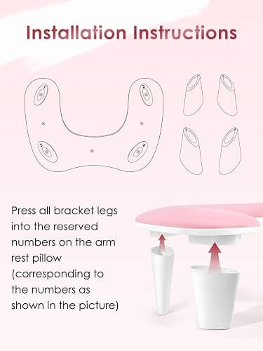 Arm Rest for Nails Tech - U-shaped Manicure Nail Hand Rest Pillow Cushion, Big Microfiber Leather Nail Arm Rest Stand for Acrylic Nail Art Tech (Pink) thumbnail 4