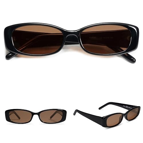 VANLINKER Trendy Small Polarized Rectangle Sunglasses for Women Men Retro 90s Shades VL9787 - C1 Black Frame Brown Lens thumbnail 2