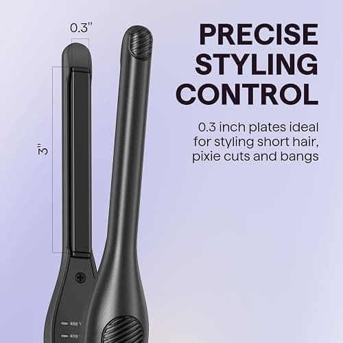 Wavytalk 0.3" Pencil Flat Iron Small Straightener for Short Hair&Pixie Cut | 5 Adjustable temperature settings, 0.3" Ceramic Tourmaline Plates Control Root Styling, Curved Design with Rounded Edges thumbnail 3
