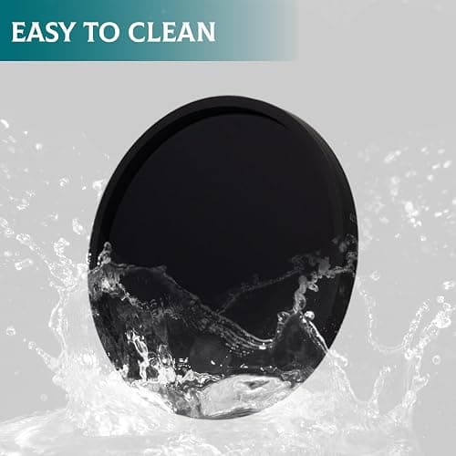 Silicone Bathroom Tray Round Vanity Tray Decorative Soap Holder Kitchen Countertop Organizer Coffee Table Decor for Candle, Perfume, Plant, 9 Inch, Black thumbnail 6