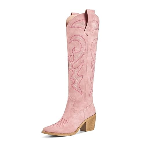 wetkiss Cowboy Boots for Women Knee High, Cowgirl Boots Women Rhinestone Comfort Fashion Tall Sparkling Western Boots Boots for Women - Image 1