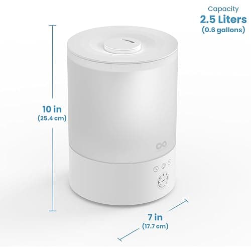 Everlasting Comfort 2.5L Top Fill Humidifier for Bedroom – Quiet, Easy to Fill & Clean, 24HR Runtime, Night Lights, Timer, Ultrasonic Cool Mist, Auto Shut-Off for Indoor Use - White thumbnail 2