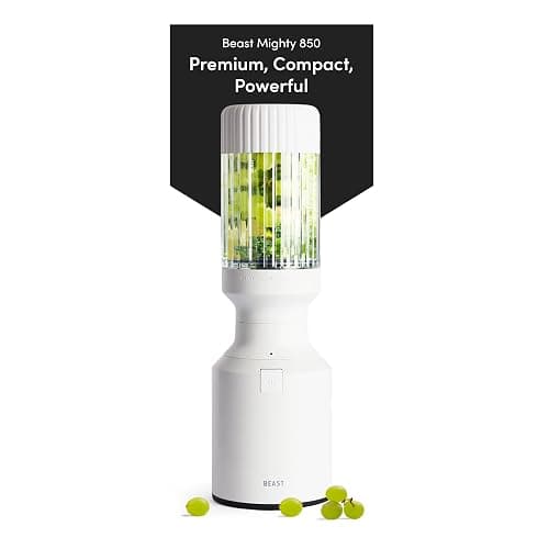 Beast Mighty 850 | Premium Compact Personal Blender | Smoothies, Shakes, Dressings, Sauces, Desserts, Dips | Blends Ice and Frozen Fruit | Includes Extra Lids and Straws | 850W (Cloud White) thumbnail 2