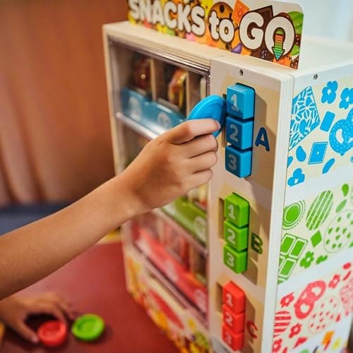 Melissa & Doug Sort-Stock-Select Wooden Vending Machine Toy with Play Food, Mini Vending Machine Toys & Play Money, Preschool Toys for Kids Ages 3+ thumbnail 8