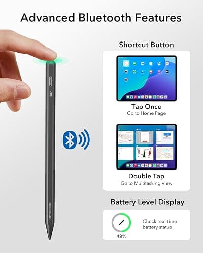 ESR Geo Digital iPad Pencil Findmy Compatible with Apple iPad 2018-2025,with Easy Shortcuts for Apple iPad A16/10/9/8 & Air 13/11 & Pro 12.9/13/11 & Mini 7/6/5,Black(No Wireless Charging) thumbnail 4