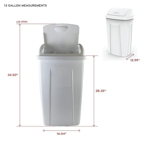 13 Gallon Trash Can Plastic Swing Top Kitchen Garbage Trash Can (Black) thumbnail 6