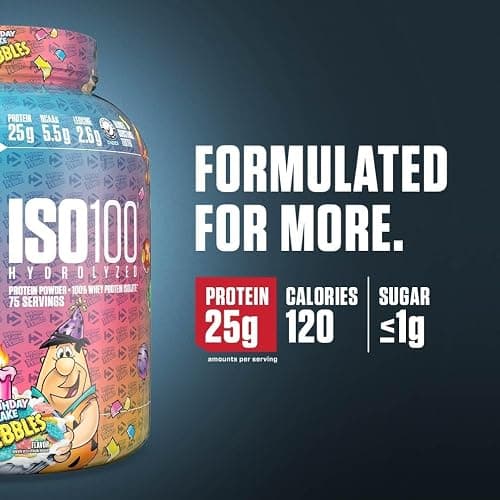 Dymatize x Birthday Cake Pebbles ISO100 Whey Protein Powder Isolate, 25g of Protein, 20 Servings, 5.5g BCAAs, 120 Cal., Gluten Free, 1g Fat, 1g Sugar, 2g Carb thumbnail 2