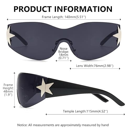 Rimless Y2K Sunglasses for Women Men Wrap Around Fashion Sunglasses Oversized Frameless Trendy Sun Glasses thumbnail 5