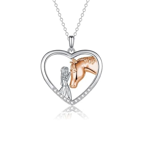 GULICX Horse Gifts for Teen Girl Women, Girl with Horse Necklace Heart Pendant Jewelry Gifts for Horse Lover Daughter Granddaughter Niece - Image 1