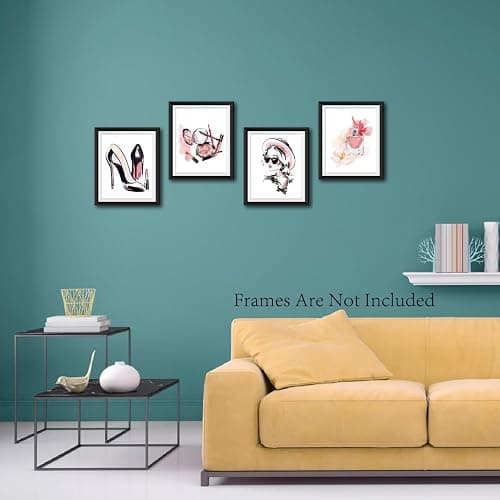 CREATCABIN 4 Toile Rose-Impression sur Toile-Peinture Murale-Talons Hauts-Mode Femme-Maquillage-Parfum-Poster-Décoration Murale Rectangulaire-Huile en Fibre pour la Maison-25x20cm-Sans Cadre thumbnail 7
