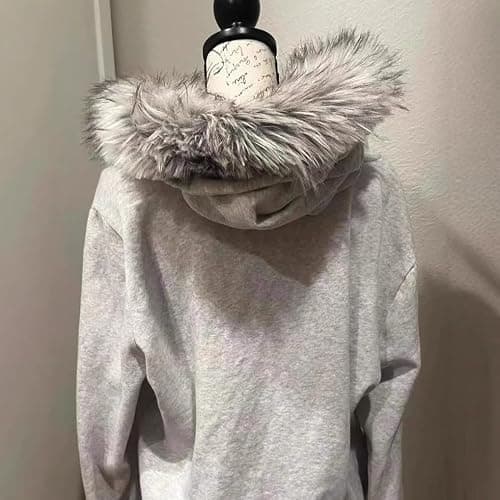 dsumvns Women's Y2k Zip Up Hoodie Fur Jackets Emo Grunge Crop Winter Coats Teen 2000s Vintage Streetwear thumbnail 2