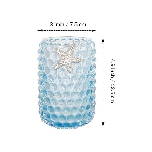 Tonxus Makeup Brushes Holder,Cute Glass Cosmetic Brush Organizer Cup with Starfish Decor,Bubble Crystal Pencil Holder,Vanity Makeup Storage Cups for Eyeliner Eyebrow Pens (Light Blue) thumbnail 3