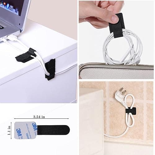N NOROCME 192 PCS Cable Management Kit 4 Wire Organizer Sleeve | 11 Cable Holder,35Cord Clips 10+2 Roll Cable Organizer Straps,100 Fastening Cable Ties,for Computer TV Under Desk thumbnail 6