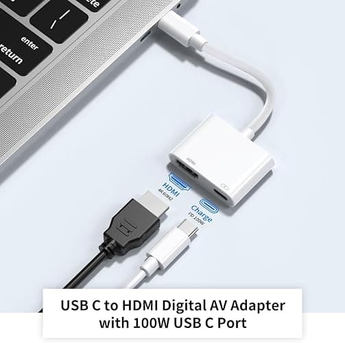 Apple MFi Certified USB-C to HDMI Adapter 4K@60Hz for iPhone 16 15 MacBook Pro Air iPad Pro, Digital AV HDMI 2.0 Cord Compatible with Samsung Galaxy S24 - 3 Ports - White - TPE thumbnail 3