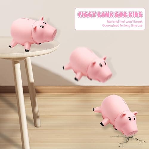 Hamm Piggy Bank Cute Pink Pig Money Box Plastic Saving Coin Box with Color Package Money Bank Great Gift Toy for Kid Children Girls Boys thumbnail 7
