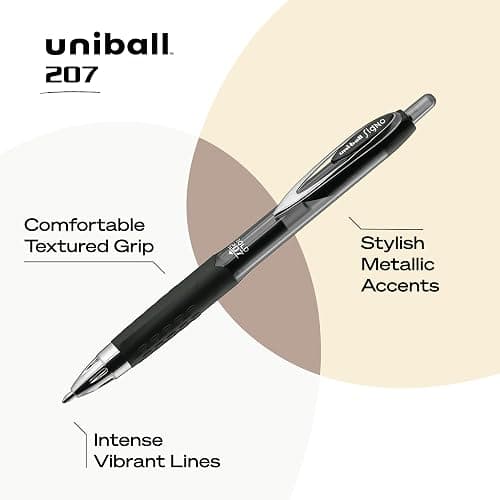 uni-ball 207 Retractable Gel Pens Bold Point, 1mm, Black, 12 Pack thumbnail 5