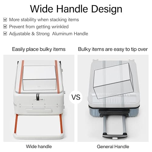 Hanke 24 Inch Checked Luggage with Wheels, Top Opening Hard Shell Suitcases for Travelling TSA Luggage Durable Aluminum Frame Luggage Bag with Wide Handle(Grey) thumbnail 6