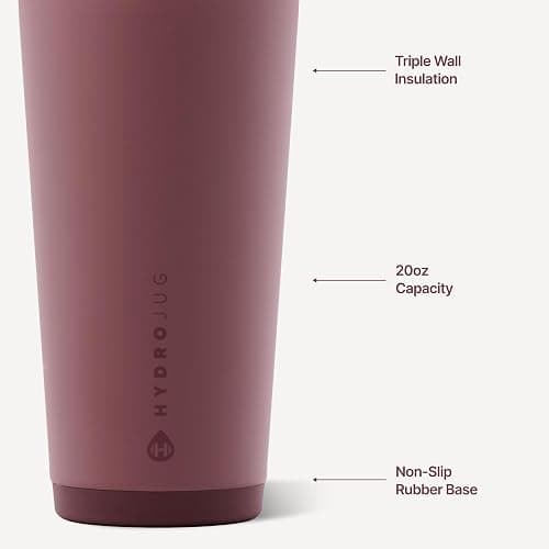 HydroJug Everyday Tumbler 20 oz, Ceramic-Lined Straw Cup, Canyon Rose | Vacuum insulated stainless steel, flexible straw, soft-touch lid, spill-free, cup holder fit, BPA-free, hot & cold drinks thumbnail 4