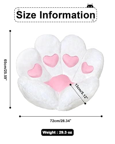 DOBUONO Cat Paw Cushion Cute Chair Cushion Kawaii Seat Cushion 28"x 24"Gaming Chair Cushion Soft Chair Pillow, Kawaii Accessories Stuff Room Decor (White Heart-Shaped) thumbnail 2