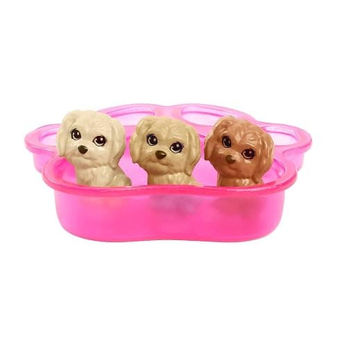 Barbie Doll & Pets Set, Blonde with Mommy Dog, 3 Newborn Puppies with Color-Change Feature & Pet Accessories thumbnail 4