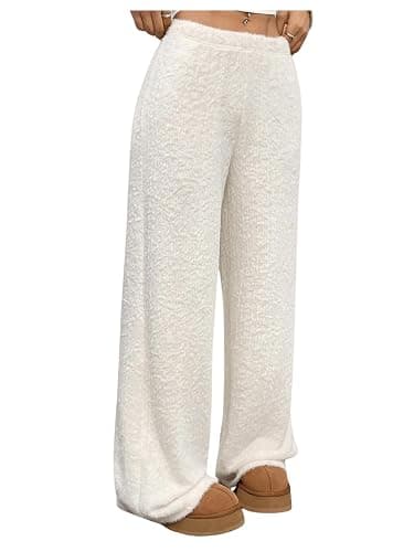 Verdusa Women's Fuzzy Fleece Lounge Pants Elastic Waist Pajama Bottoms - Image 1