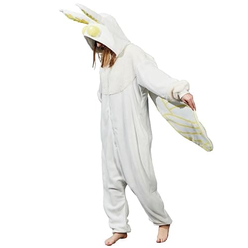 AMAMHAHAVA Mothman Onesie Pajamas for Adult, Silk Moth Halloween and Christmas Costume Cartoon One-Piece Cosplay thumbnail 3