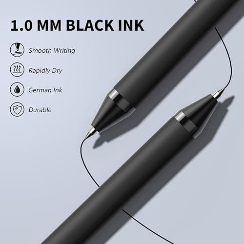 InkSlick 50 Pack Black Ink Pens - Bulk Pens, 1.0MM Medium Point Ballpoint Pens, Smooth Writing No Bleed Retractable Ball Point Pen (Black) thumbnail 4