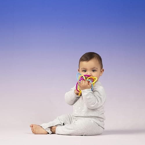 Manhattan Toy Winkel Rattle & Sensory Teether Toy, Blue/Green/Orange, 5 Inch x 4 Inch x 3.5 Inch thumbnail 2
