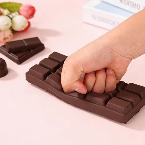 Sinbana Slow Rising Chocolate Bar Squishy, Fake Chocolate Squeeze Plaything | Squishy Slow Rise Soft Realistic Giant Food Fidget Toy Suitable for Adults Office Home Desk Focus and Party Favor (Brown) thumbnail 2