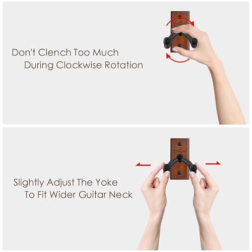 SNIGJAT Guitar Wall Mount 2 Pack, Guitar Hanger Wall Hook Holder Stand with Screws, Hardwood Mount Hanger for Acoustic Bass,Banjo, Mandolin thumbnail 4