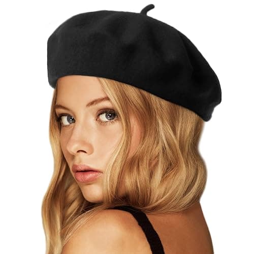 Wheebo Wool Beret Hat,Solid Color French Style Winter Warm Cap for Women Girls Lady - Image 1
