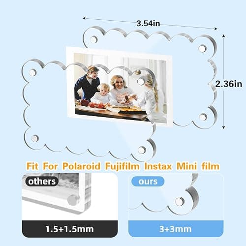 NEUREGY 15 Pack 2.36 x 3.54 Inch Acrylic Fridge Magnetic Frame Scalloped, Double Sided Polaroid Frame, Refrigerator Magnet Picture Frame for Fujifilm Instax Mini thumbnail 3