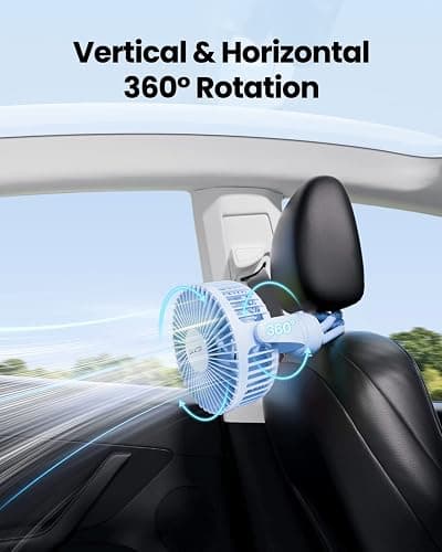 Gaiatop Mini Portable Stroller Fan, Battery Operated Small Clip on, Detachable 3 Speed Rechargeable, 360° Rotate Flexible Tripod Better Cooling for Car Seat Crib Treadmill Travel Blue thumbnail 7