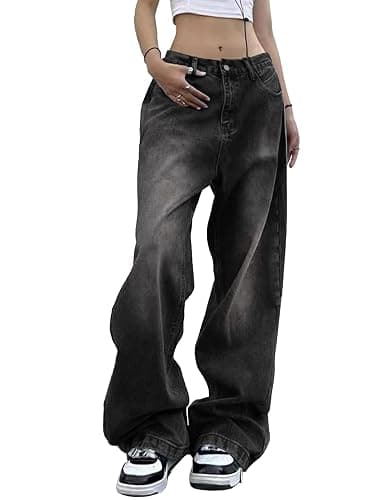 EMMIOL Women Wide Leg Jeans Mid-Low Waist Baggy Jeans Loose Boyfriends Jeans Y2K 90s Denim Pants - Image 1