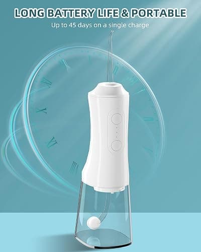Water Flosser, Water Dental Flosser Pick for Teeth, 300ML IPX7 Waterproof Oral Irrigator, 3 Modes 4 Replaceable Jet Tips, Professional Flossing Cleaning Picks for Home Travel Gums (White) thumbnail 7