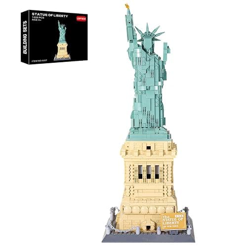 LQPFBSM Statue of Liberty Building Blocks Sets Collectible New York City Architecture Souvenir Model World Famous Landmark Building Kits Toys Gift for Adults Kids and Teens 1409PCS - Image 1