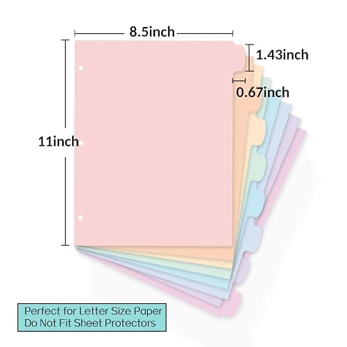 Sooez 8 Tabs Long-Lasting Plastic Write & Erase Large Tabs Dividers for 3 Ring Binder, Aesthetic Cute Pastels Binder Dividers for Student, Teacher, Office, Home Organizers, 1 Set, Pastels Color thumbnail 2