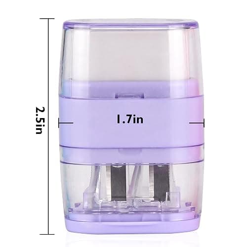 Waremew 1PCS Manual Pencil Sharpener with Eraser, 2 Sharpening Holes Sharpener with Eraser for School, Office and Home Supplies (Purple) thumbnail 2
