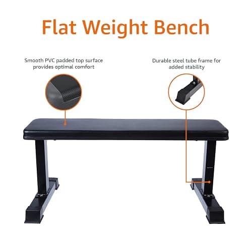 Amazon Basics Flat Weight Bench, Black thumbnail 4